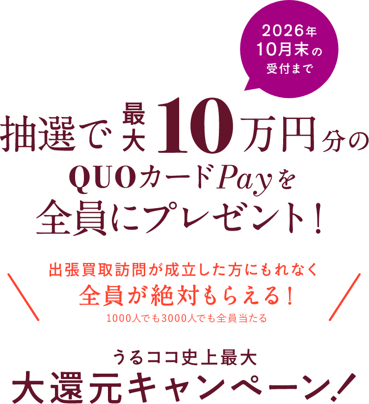 抽選で最大10万円分のQUOカードプレゼント、大還元キャンペーン